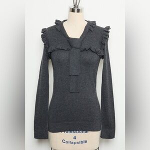 Lace Trim Long Sleeve Sweater Ties at the Neck 100%Cashmere [NEW]